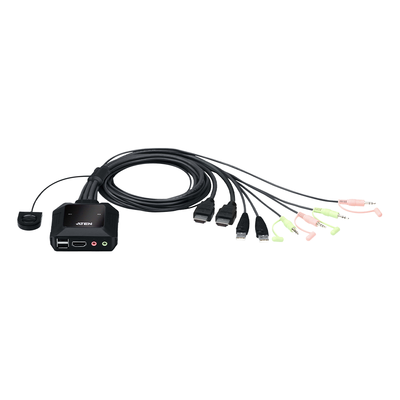Conmutador KVM con cable HDMI 4K USB de 2 puertos con selector de puerto remoto | 4096x2160 @ 60Hz (4K DCI) | HDCP 2.2 | Jack 3.5mm (Audio/Micrófono) | Conecta y controla 2 equipos con un solo monitor, teclado y mouse Conmutador KVM con cable HDMI 4K USB de 2 puertos con selector de puerto remoto | 4096x2160 @ 60Hz (4K DCI) | HDCP 2.2 | Jack 3.5mm (Audio/Micrófono) | Conecta y controla 2 equipos con un solo monitor, teclado y mouse
