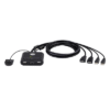 Switch KVM | USB FHD HDMI | de 2 puertos en formato cable | 1920x1080 @ 60Hz (FHD)| HDCP 1.4 | Conecta y controla 2 equipos con un solo monitor, teclado y mouse