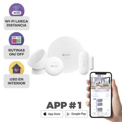 Kit de Alarma Inalambrico / Incluye: 1 Hub, 1 Sensor PIR, 1 Contacto Magnético y 1 Smart Boton / Configuración y Visualización por App Móvil EZVIZ / Protocolo Zigbee Kit de Alarma Inalambrico / Incluye: 1 Hub, 1 Sensor PIR, 1 Contacto Magnético y 1 Smart Boton / Configuración y Visualización por App Móvil EZVIZ / Protocolo Zigbee