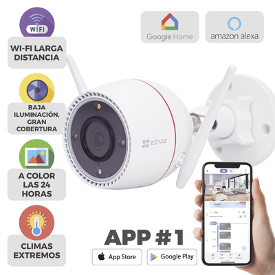 Bala IP 3 Megapíxel / Wi-Fi / Audio de Dos Vías / Visión Nocturna en Color / Sirena / Estrobo / Detección de movimiento / Notificación Push / Ranura Para Memoria / Uso en Exterior Bala IP 3 Megapíxel / Wi-Fi / Audio de Dos Vías / Visión Nocturna en Color / Sirena / Estrobo / Detección de movimiento / Notificación Push / Ranura Para Memoria / Uso en Exterior