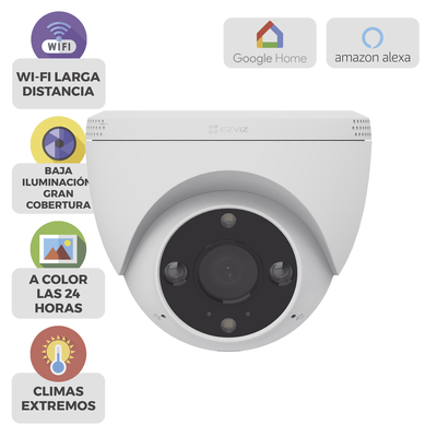 Domo IP 3 Megapíxel (2K) / Wi-Fi / Sirena y Estrobo /Audio de Dos Vías / Detección Humana y Vehiculo / Notificación Push / Audios Personalizables / Ranura Para Memoria hasta 512GB / Uso en Exterior IP67