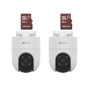 Kit de Camaras WiFi, Incluye 2 Piezas CS-H8C y 2 Piezas HS-TF-E1/32G / Audio de Dos Vías / Detección de Movimiento / Luz Estroboscópica / Sirena / Uso en Exterior con Protección