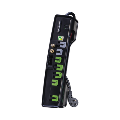 Multicontacto Con Supresor de Picos, Voltaje de Entrada 125 Vca NEMA 5-15P, Con 7 Salidas NEMA 5-15R, 1950 Joules, Protección RJ11 y Coaxial RG6 Multicontacto Con Supresor de Picos, Voltaje de Entrada 125 Vca NEMA 5-15P, Con 7 Salidas NEMA 5-15R, 1950 Joules, Protección RJ11 y Coaxial RG6