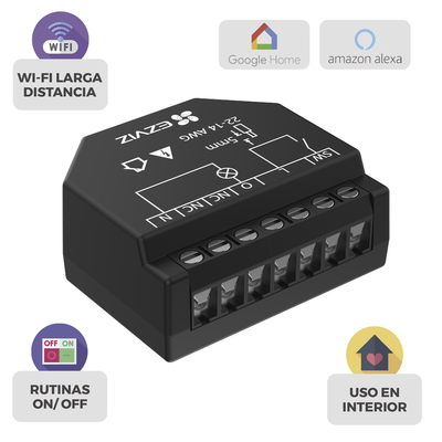 Relevador Wi-Fi Inteligente / Ideal Para Control de Iluminación / 1 Salida para un Apagador / Control Remoto / Horarios Personalizados / Registro de Consumo