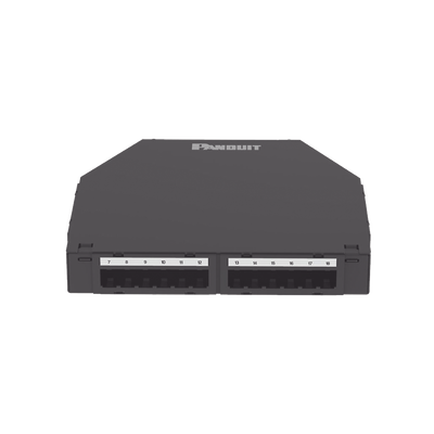 Punto de Consolidación de 24 Puertos Mini-Com, Instalación en Piso o Pared, Fabricado en Aluminio, Color Negro