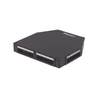 Punto de Consolidación de 24 Puertos Mini-Com, Instalación en Piso o Pared, Fabricado en Aluminio, Color Negro