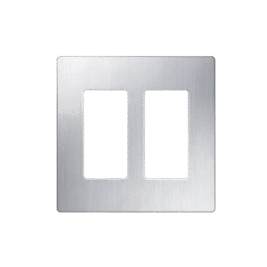 Placa de pared 2 espacios, diseño tipo metálico, para atenuador (dimmer), apagador ó control remoto inalámbrico LUTRON.