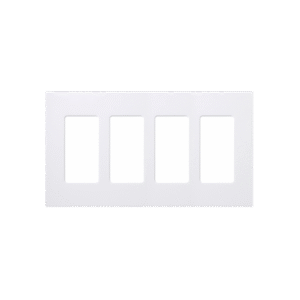 Placa de pared 4 espacios, color blanco, para atenuador (dimmer), switch ó control remoto PICO inalámbrico