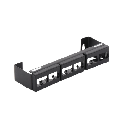 Panel de Parcheo Modular (Sin Conectores), de 12 Puertos Mini-Com, Instalación en Pared con Montaje Incluido, Color Negro