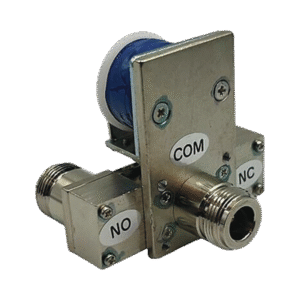 Relevador Coaxial para Antena SPDT, 10-14 Vcc (12 Vcc Nom.), 160 mA, 250 Watt a 1 GHz. Relevador Coaxial para Antena SPDT, 10-14 Vcc (12 Vcc Nom.), 160 mA, 250 Watt a 1 GHz.