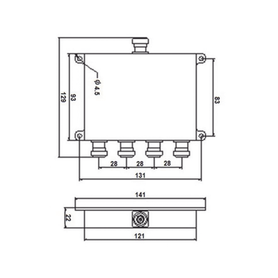 DIVISOR WILKINSON DE 4 VIAS 694-2700MHz 50W -154dBc 4.3-10 DIVISOR WILKINSON DE 4 VIAS 694-2700MHz 50W -154dBc 4.3-10