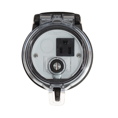 Dispositivo Circular de Puertos de Acceso a Datos, Con Dos Espacios Para Módulos Mini-Com y Un Receptáculo NEMA 5-15R, Protección IP66, de 3" de Diámetro Dispositivo Circular de Puertos de Acceso a Datos, Con Dos Espacios Para Módulos Mini-Com y Un Receptáculo NEMA 5-15R, Protección IP66, de 3" de Diámetro