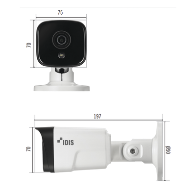 Bala IP 8MP (Intelligent Codec) | Lente Fijo 3.3 mm | microSD (256 GB) | IK10/ Exterior IP67 | IR 30 m | Entrada/Salida de Alarma | POE | Audio de Dos Vias | ICR Dia/Noche | Videoanalitico Embebidos