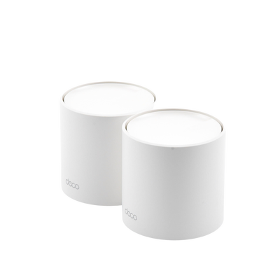 Kit 2 Routers Inalámbricos MESH Interior para Hogar / Doble Banda Wi-Fi 6 AX1800 Mbps / 2 Puerto Gigabit WAN/LAN / 2 Antenas Internas / Administración Mediante la App Deco (iOS, Android) / Protección HomeShield