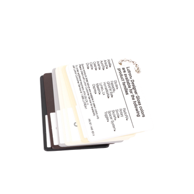 Muestrario, de colores con acabados Gloss/Brilloso para los atenuadores, teclados, interruptores y accesorios LUTRON. Muestrario, de colores con acabados Gloss/Brilloso para los atenuadores, teclados, interruptores y accesorios LUTRON.