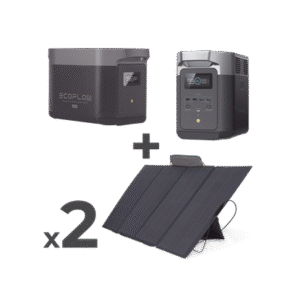 Kit de Estación de Energía Portátil 2048Wh + Batería Externa 2048Wh + 2 Paneles Solares Flexibles 400W (4096Wh, 800W Totales)