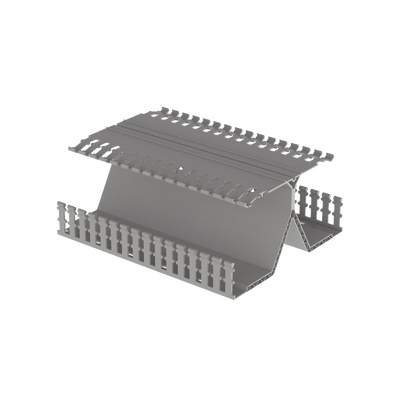 Canaleta Ranurada PanelMax de PVC, Montaje en Riel Din Estándar de 35 mm, 4.12 in de Ancho x 8.23 in de Alto y 1.83 m de Largo, Color Gris