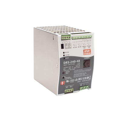 Fuente de Poder Industrial de 240W con Cargador de Baterías, salida 48Vcc, 5A, para montaje Riel Din