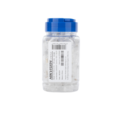 Bote con 100 Piezas de Plug Modular RJ45 / Cat 5e / Chapado en Oro a 30 Micras / Sin Blindaje / Facil Instalación / Uso Interior / Soporta Norma TIA-568B / Cumple con RoHS 2.0