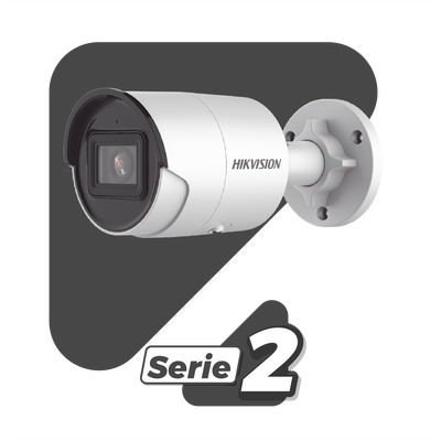 Bala IP 4 Megapixel / Lente 2.8 mm / 40 mts IR EXIR / Exterior IP67 / WDR 120 dB / PoE / Micrófono Integrado / ACUSENSE (Evita Falsas Alarmas) / Metal / MicroSD / ONVIF / ACUSEARCH
