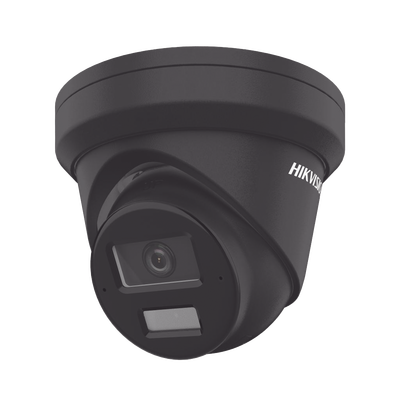 [Dual Light + 2 Micrófonos de Doble Matriz] Turret IP 4 Megapixel / Color Negro / Lente 2.8 mm / 30 mts Luz Blanca + 30 mts IR / ACUSENSE / Exterior IP67 / WDR 120 dB / PoE / ONVIF / Micro SD / Metal / ACUSEARCH