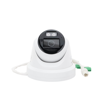 [Dual Light + ColorVu] Turret IP 4 Megapixel / Lente 2.8 mm / 40 mts IR + 40 mts Luz Blanca / Exterior IP67 / Luz Intermitente y Alerta de Audio / Micrófono Integrado / Videoanaliticos (Filtro de Falsas Alarmas) / WDR 130 dB / Captura Facial
