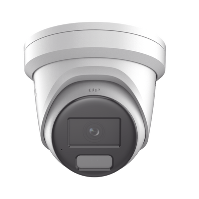 [Dual Light + ColorVu] Turret IP 4 Megapixel / Lente 2.8 mm / 40 mts IR + 40 mts Luz Blanca / Exterior IP67 / Luz Intermitente y Alerta de Audio / Micrófono Integrado / Videoanaliticos (Filtro de Falsas Alarmas) / WDR 130 dB / Captura Facial