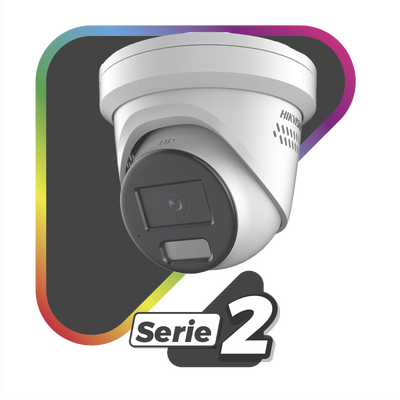 [Dual Light + ColorVu] Turret IP 4 Megapixel / Lente 2.8 mm / 40 mts IR + 40 mts Luz Blanca / Exterior IP67 / Luz Intermitente y Alerta de Audio / Micrófono Integrado / Videoanaliticos (Filtro de Falsas Alarmas) / WDR 130 dB / Captura Facial