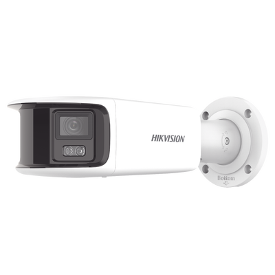 [FlexVu] [ PROTECCIÓN ACTIVA ] Bala IP Panorámica 8 Megapixel (4K) / 2 Lentes 4 mm (180°) / Imagen a Color 24/7 (ColorVu) / PoE / WDR 130° / IP67 / ACUSENSE / Luz Estroboscópica y Alarma Audible / 40 mts Luz Blanca / Micro SD