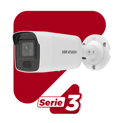Bala IP 8 Megapixel / Lente 2.8 mm / 40 mts IR / Exterior IP67 / PoE / DARKFIGHTER / Alarmas y Audio I/O / ONVIF / Micro SD / 4 Analíticos: AcuSense, Deteccion Facial, Conteo de Personas por Cruce y Zona
