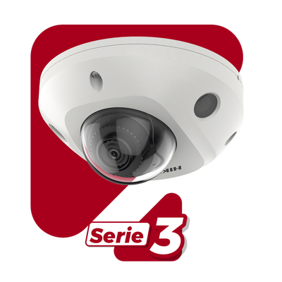 Mini Domo IP 4 Megapixel / Lente 2.8 mm / 30mts IR EXIR / Micrófono Integrado / Exterior IP67 / IK08 / PoE / DARKFIGHTER / Alarmas y Audio I/O / ONVIF / Micro SD / 4 Analíticos: AcuSense, Deteccion Facial, Conteo de Personas por Cruce y Zona