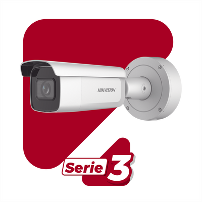 Bala IP 4 Megapixel / Lente Mot. 2.7 a 13.5 mm / 60 mts IR EXIR / Exterior IP67 / IK10 / Anticorrosivo / WDR 120 dB / PoE + / Micro SD / 4 Analíticos: AcuSense, Deteccion Facial, Conteo de Personas por Cruce y Zona