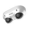 PanoVu Series / Lente Dual de 4 Megapixel / 2 Lentes Fijos de 2.8 mm / Recomendado para Pasillos o Esquinas / IP67 / IK10 / PoE / WDR 120 dB / 10 mts IR / Entrada y Salida de Audio y Alarma / MicroSD