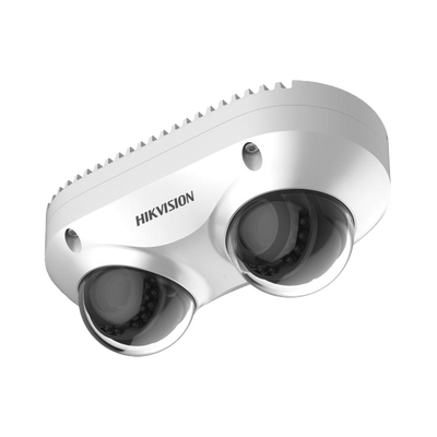 PanoVu Series / Lente Dual de 4 Megapixel / 2 Lentes Fijos de 2.8 mm / Recomendado para Pasillos o Esquinas / IP67 / IK10 / PoE / WDR 120 dB / 10 mts IR / Entrada y Salida de Audio y Alarma / MicroSD