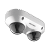 PanoVu Series / Lente Dual de 4 Megapixel / 2 Lentes Fijos de 2.8 mm / Recomendado para Pasillos o Esquinas / IP67 / IK10 / PoE / WDR 120 dB / 10 mts IR / Entrada y Salida de Audio y Alarma / MicroSD