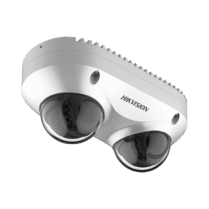 PanoVu Series / Lente Dual de 4 Megapixel / 2 Lentes Fijos de 2.8 mm / Recomendado para Pasillos o Esquinas / IP67 / IK10 / PoE / WDR 120 dB / 10 mts IR / Entrada y Salida de Audio y Alarma / MicroSD