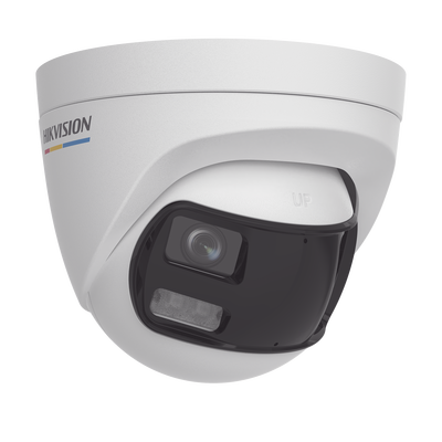 [ColorVu + Dual Light + Panoramica] Turret TURBOHD 3K (5 Megapixel) / Micrófono Integrado / Angulo de visión 180° / Imagen a Color 24/7 / 40 mts Luz Blanca + 40 mts IR / Exterior IP67 / WDR