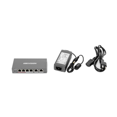 Switch PoE+ / No Administrable / 3 Puertos 10/100 Mbps 802.3 af/at (30 W) + 1 Puerto 10/100 Mbps Hi-PoE (60 W) / 2 Puertos 10/100 Mbps Uplink / Modo Extendido hasta 300 Metros / 60 W
