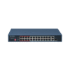 Switch PoE+ / No Administrable / 24 Puertos 10/100 Mbps PoE+ / 2 Puertos 1000 Mbps Uplink / 1 Puerto SFP Uplink / Modo Extendido hasta 300 Metros / 230 W