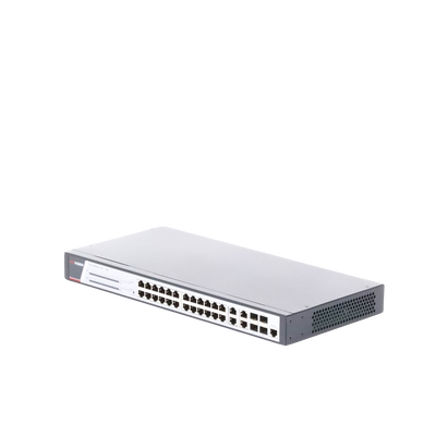 Switch Gigabit PoE+ / Administrable / 24 Puertos 1000 Mbps PoE+ / 4 Puertos 1000 Mbps + 4 Puertos SFP de Uplink / 370 Watts / Soporta IGMP
