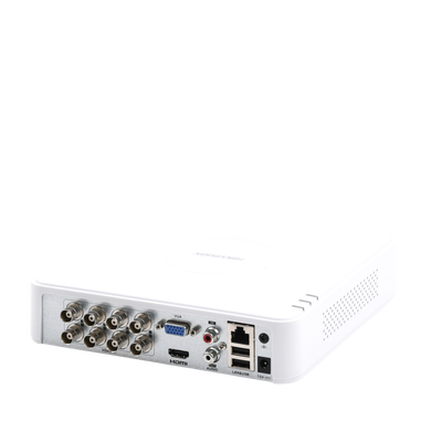 DVR 2 Megapixel (1080P) lite / 8 Canales TURBOHD / AcuSenseLite (Busqueda Inteligente Personas Vehiculos) / 1 Bahía de Disco Duro / H.265+ / Audio por Coaxitrion/ Detección de movimiento 2.0 / Salida de vídeo Full HD