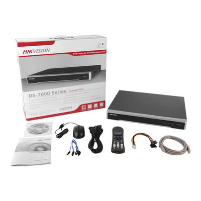 NVR 12 Megapixel (4K) / 16 canales / 16 Puertos PoE+ / Soporta Cámaras con AcuSense / H.265+ / Hik-Connect / Switch PoE 300 mts / 2 Bahías de Disco Duro / HDMI en 4K / Soporta POS