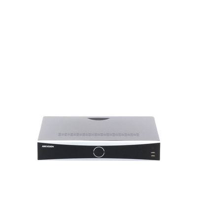 NVR 12 Megapixel (4K) / 16 canales IP / 16 Puertos PoE+ / AcuSense (Evita Falsas Alarmas) / Reconocimiento Facial / 4 Bahías de Disco Duro / Switch PoE 300 mts / HDMI en 4K / Alarmas I/O
