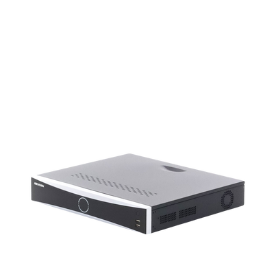 NVR 12 Megapixel (4K) / 16 canales IP / 16 Puertos PoE+ / AcuSense (Evita Falsas Alarmas) / Reconocimiento Facial / 4 Bahías de Disco Duro / Switch PoE 300 mts / HDMI en 4K / Alarmas I/O