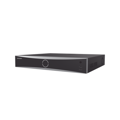 NVR 12 Megapixel (4K) / 16 canales IP / 16 Puertos PoE+ / AcuSense (Evita Falsas Alarmas) / Reconocimiento Facial / 4 Bahías de Disco Duro / Switch PoE 300 mts / HDMI en 4K / Alarmas I/O