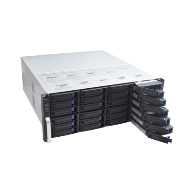 NVR 12 Megapixel (4K) / 128 canales IP / 24 Bahías de Disco Duro / 4 Puertos de Red / Soporta RAID con Hot Swap / NVR de Alto Desempeño