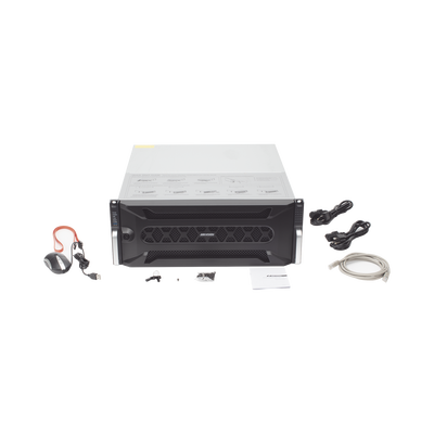 NVR 12 Megapixel (4K) / 256 canales IP / 24 Bahías de Disco Duro / 4 Puertos de Red / Soporta RAID con Hot Swap / NVR