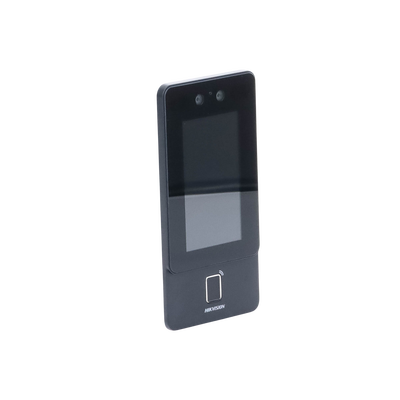 Terminal Min Moe PoE & WiFi de Reconocimiento Facial y Huella con Lector MIFARE / Exterior IP65 / Hasta 1.5 mts en Lectura de Rostro / Soporta P2P / 1,500 Rostros / 3,000 Huellas / Salida 12 Vcd para Chapa / PoE / SIP Estandar / HIK-IA