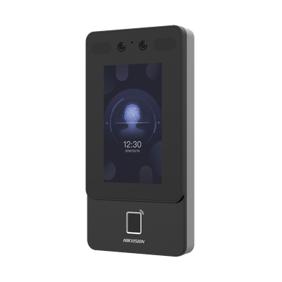 Terminal Min Moe PoE & WiFi de Reconocimiento Facial y Huella con Lector MIFARE / Exterior IP65 / Hasta 1.5 mts en Lectura de Rostro / Soporta P2P / 1,500 Rostros / 3,000 Huellas / Salida 12 Vcd para Chapa / PoE / SIP Estandar / HIK-IA