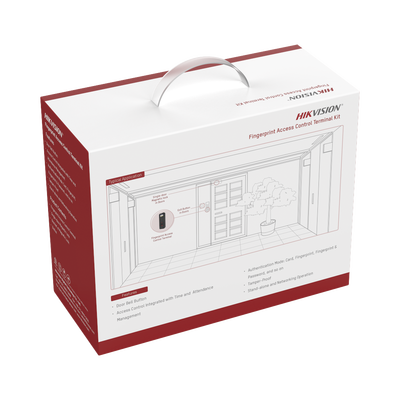Kit de Control de Acceso TODO INCLUIDO con Lector de Huellas y Tarjetas / 3,000 Huellas / Compatible con App Hik-Connect / Incluye Electroimán Botón de Salida y Montajes Z y L para imán (DS-K1T804)
